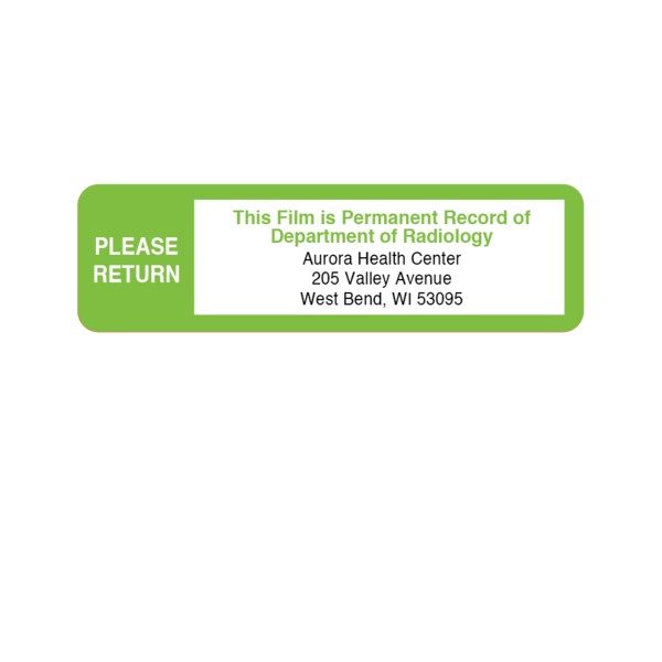 Please Return-Perm.Record w/ Medical Cntr. 7/8"x3" White w/Green&Black